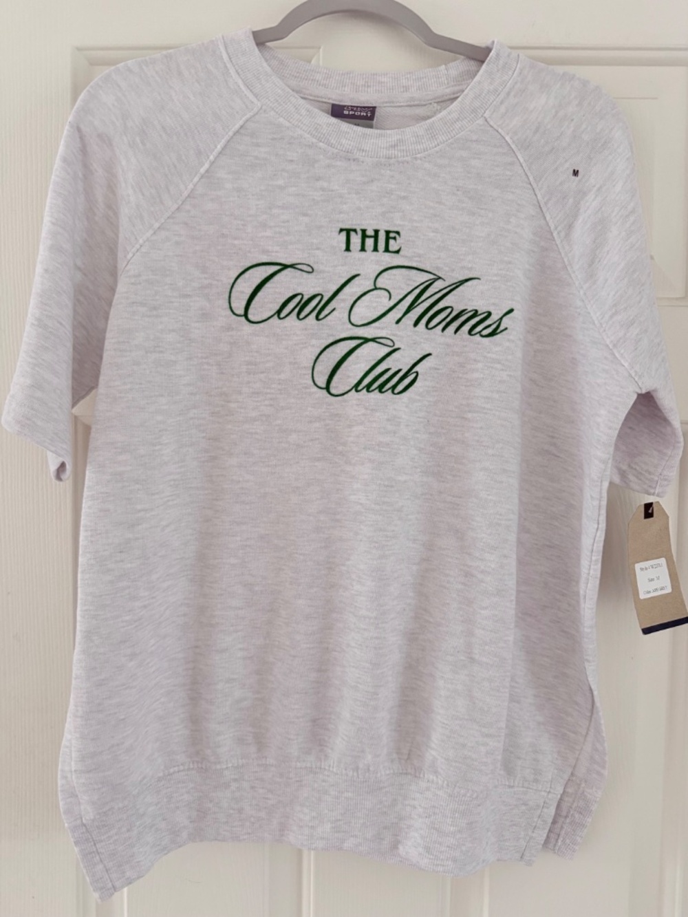 Women's Cool Moms Graphic Short Sleeve Sweatshirt MV Sport Gray Size Medium NWT